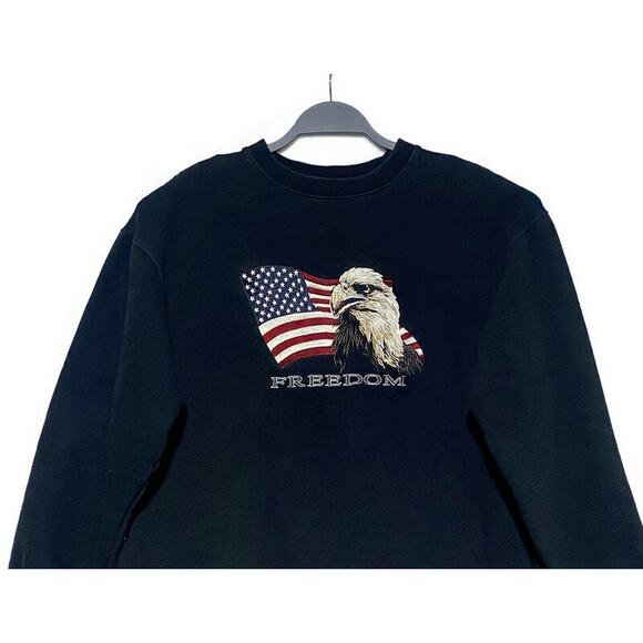 Croft and Barrow Pullover Sweat Shirt Small Embroidered American Eagle & Flag - Picture 4 of 7